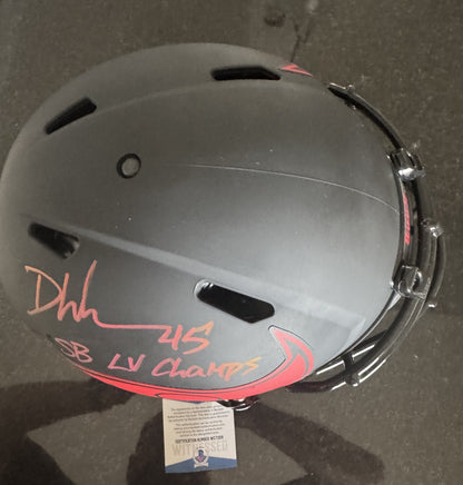Devin White Signed✍️Tampa Bay Buccaneers🏴‍☠️Full-Size Authentic On-Field Eclipse Alternate Speed Helmet Inscribed "SB LV Champs" 🏈