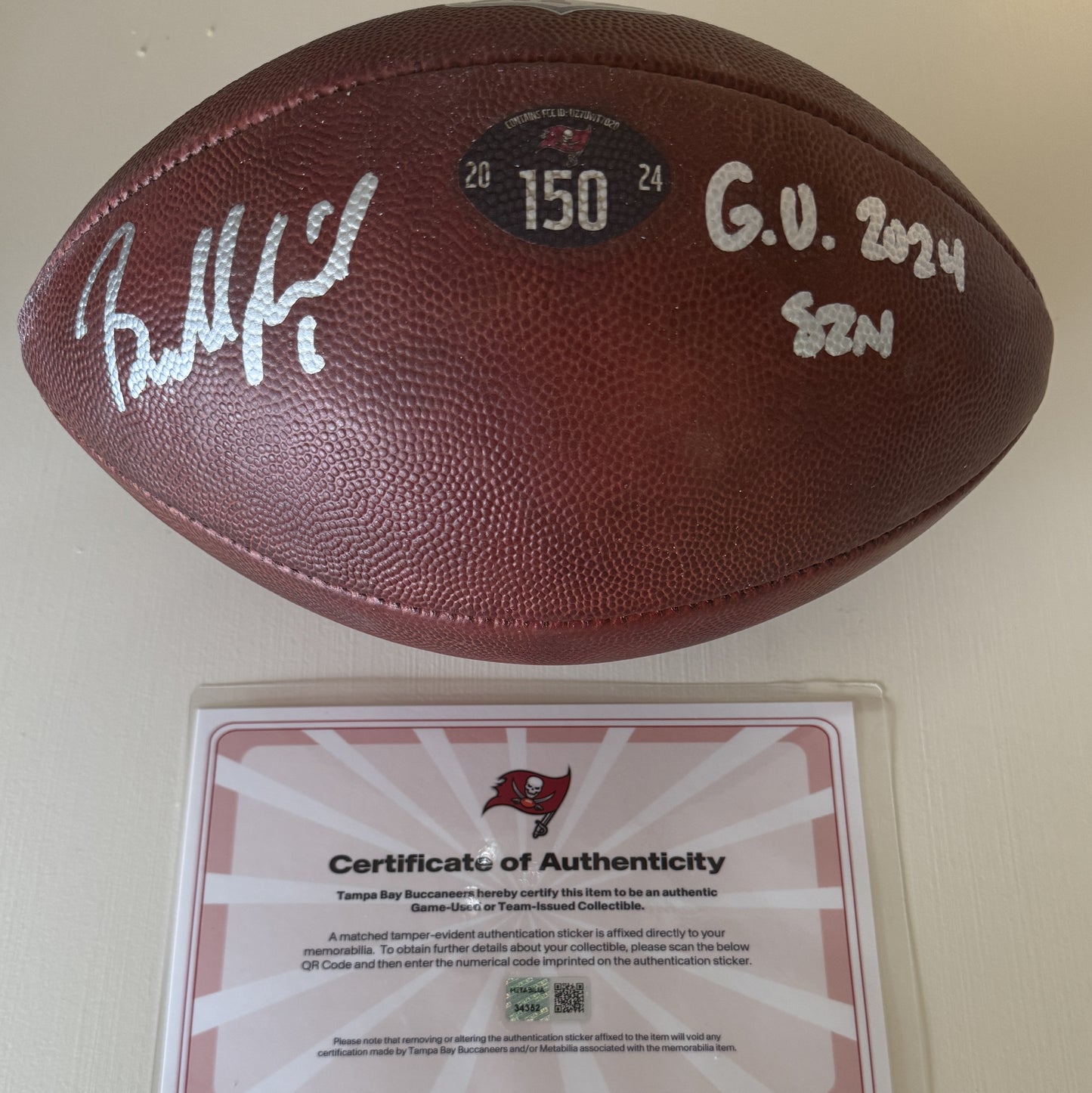Baker Mayfield GAME USED 💪 Hand Signed + Inscribed Tampa Bay Buccaneers Wilson DUKE Ball Inscribed "G.U. 2024 Szn" Inc. Proof of Authenticity 📄