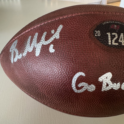Baker Mayfield GAME USED 💪 and Signed + Inscribed Tampa Bay Buccaneers Wilson DUKE Ball Inscribed "G.U. 2024 Szn   Go Bucs!" Proof of Authenticity included 📄