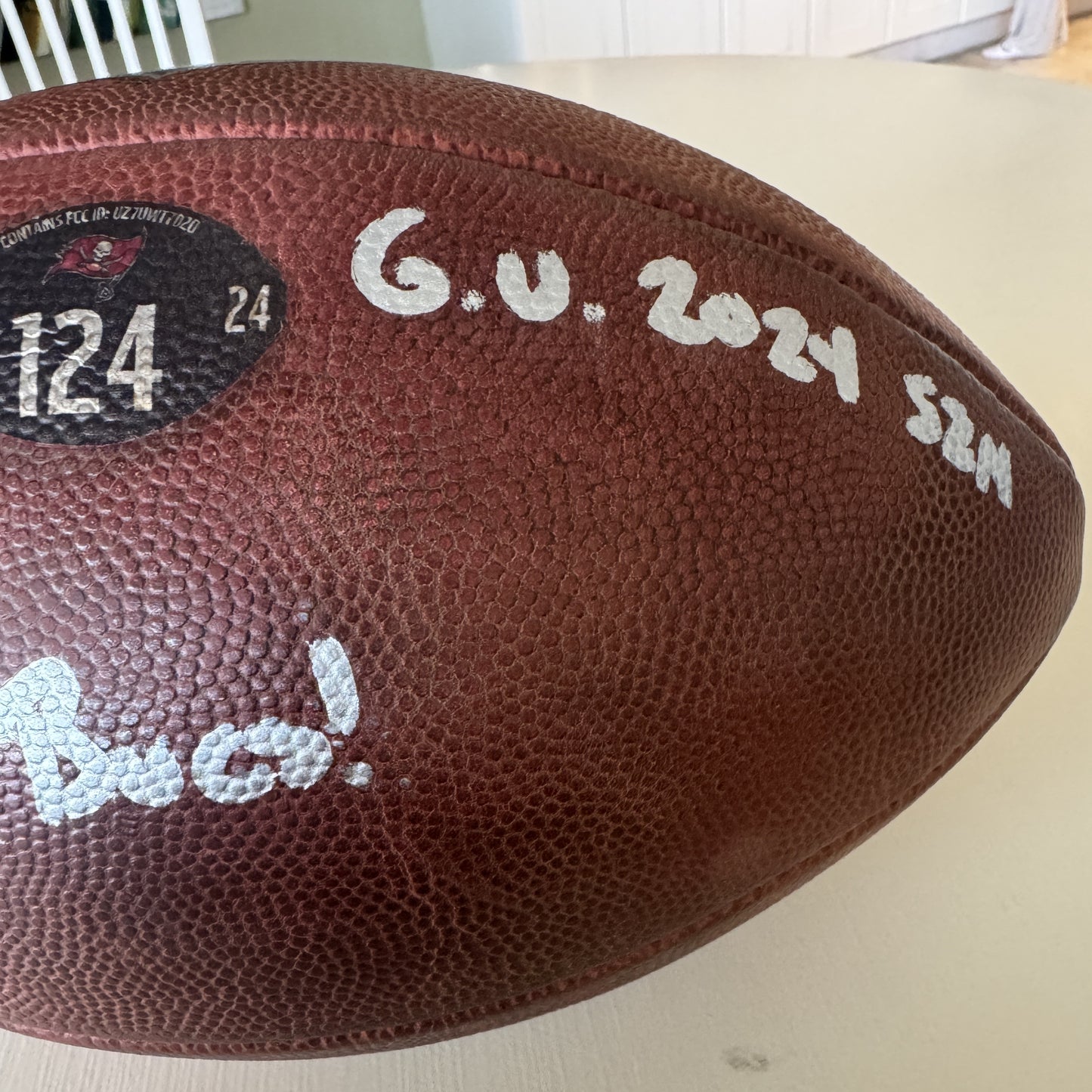 Baker Mayfield GAME USED 💪 and Signed + Inscribed Tampa Bay Buccaneers Wilson DUKE Ball Inscribed "G.U. 2024 Szn   Go Bucs!" Proof of Authenticity included 📄