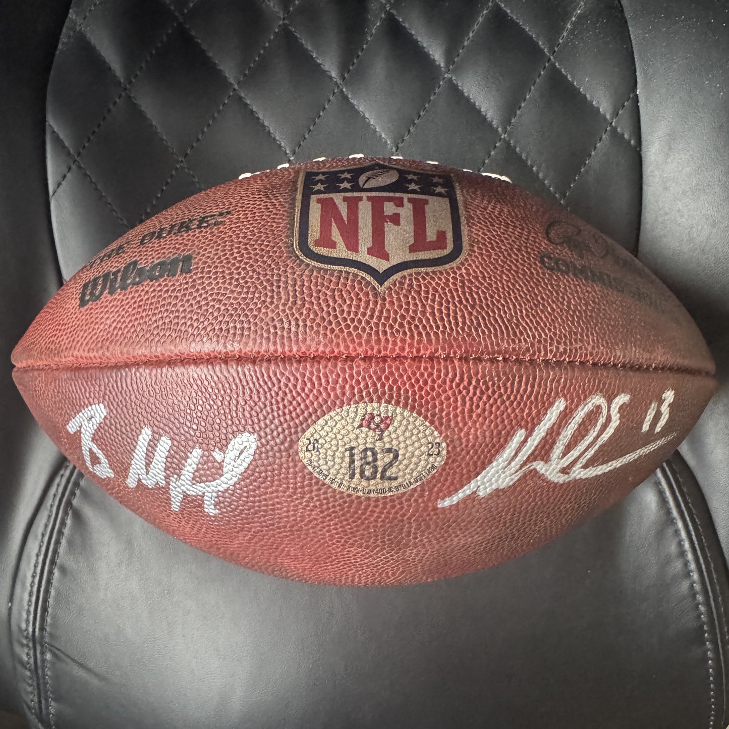 Baker Mayfield + Mike Evans GAME USED 💪 Signed 🖊️ Wilson DUKE Ball Tampa Bay Buccaneers Proof of Authenticity included 📄