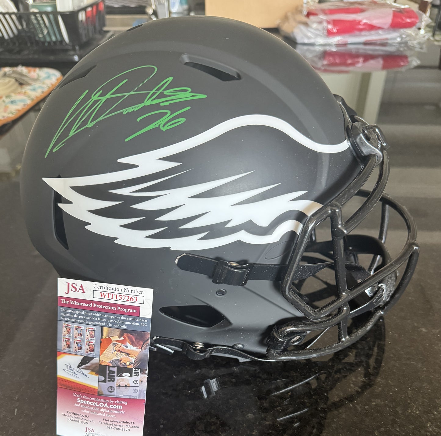 Miles Sanders Signed ✍️ Philadelphia Eagles 🦅 Full-Size Authentic On-Field Eclipse Alternate Speed Helmet🏈