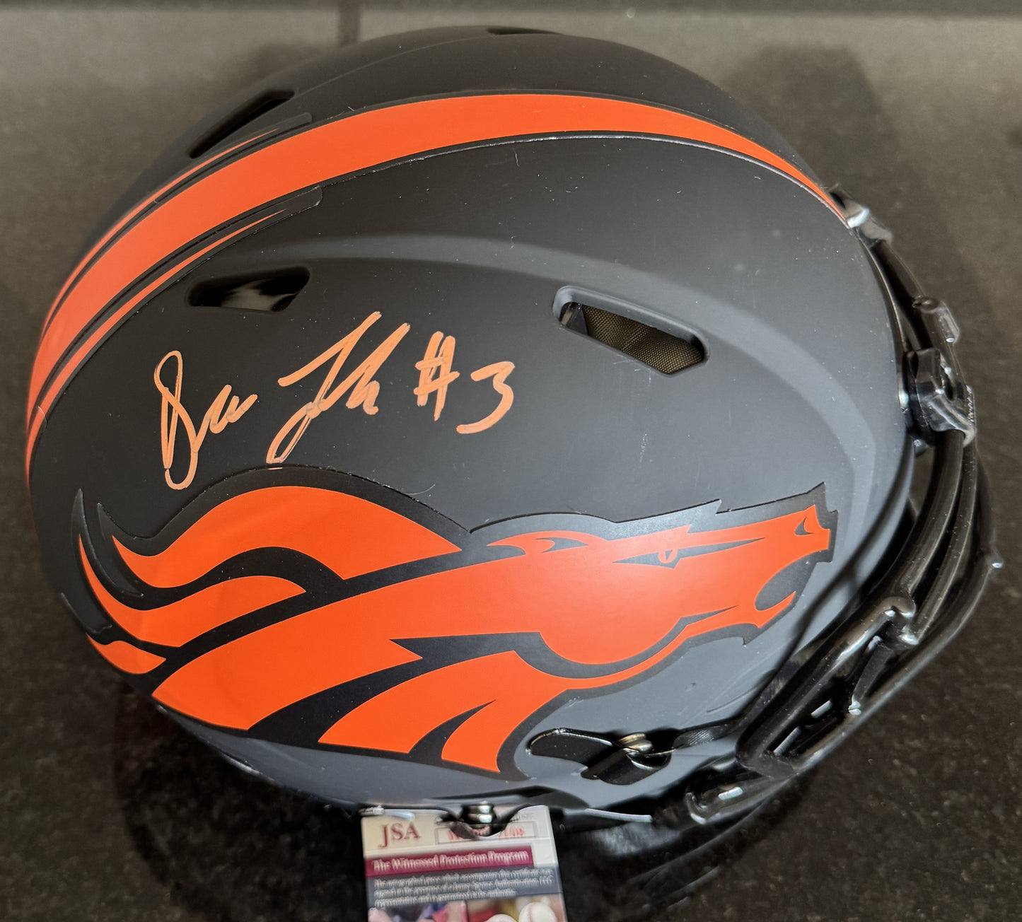 Drew Lock Signed ✍️ Denver Broncos Full-Size Authentic On-Field Eclipse Alternate Speed NFL Helmet