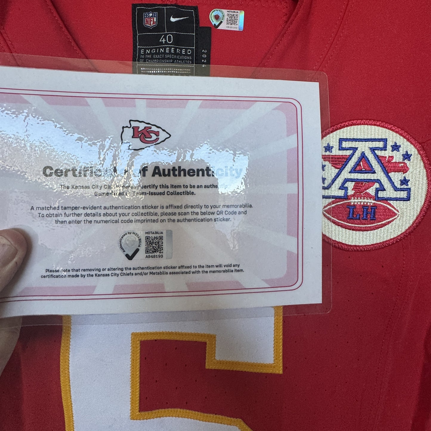 Bryan Cook GAME WORN 💪 10/27/25 Kansas City Chiefs Nike NFL Jersey 🎽 vs. Washington Commanders - COA included 🛡️