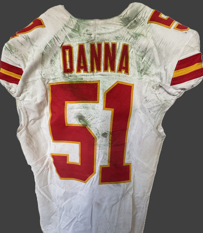 Mike Danna GAME WORN 💪 10/06/25 Kansas City Chiefs Nike NFL Jersey 🎽 vs Jaguars - COA included 🛡️
