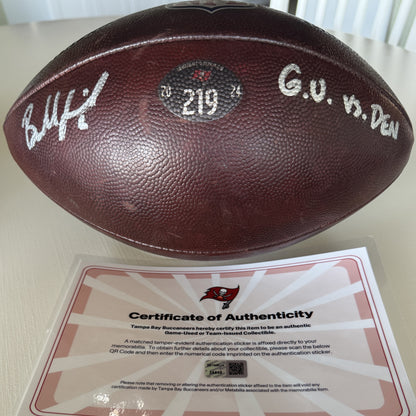 Baker Mayfield GAME USED 💪 PHOTO MATCED 📷 Tampa Bay Buccaneers Signed & Inscribed 🖊️ Wilson Duke Ball vs Broncos Proof of Authenticity included 🛡️