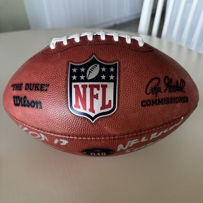 Mike Evans GAME USED 💪 Signed + Inscribed ✍️🖊️ Tampa Bay Buccaneers Wilson Duke Football 24-25 Season Inscribed "NFL Record Season" with Proof of Authenticity 🛡️