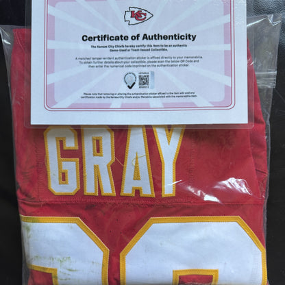 Noah Gray GAME WORN 10/27/25 Kansas City Chiefs Nike NFL Jersey vs. Commanders Inc. COA 🛡️