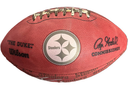 T. J. Watt Signed ✍️ Pittsburgh Steelers Official Wilson "The Duke" Team Logo NFL Football Inc. Beckett Authenticity 🛡️