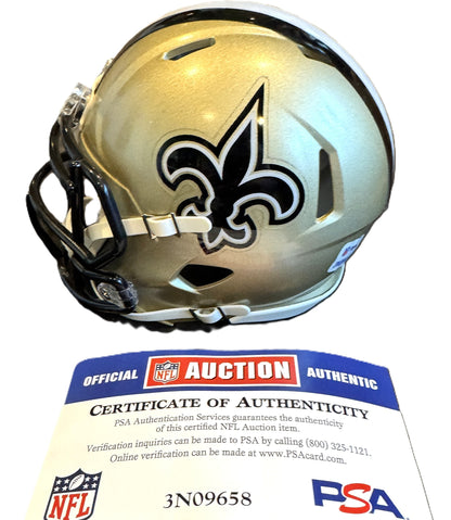 Willie Roaf Hand Signed ✍️ New Orleans Saints⚜️Replica Slate Speed Mini Helmet with "HOF 12" Inscription 🏈 Also includes PSA COA 🛡️