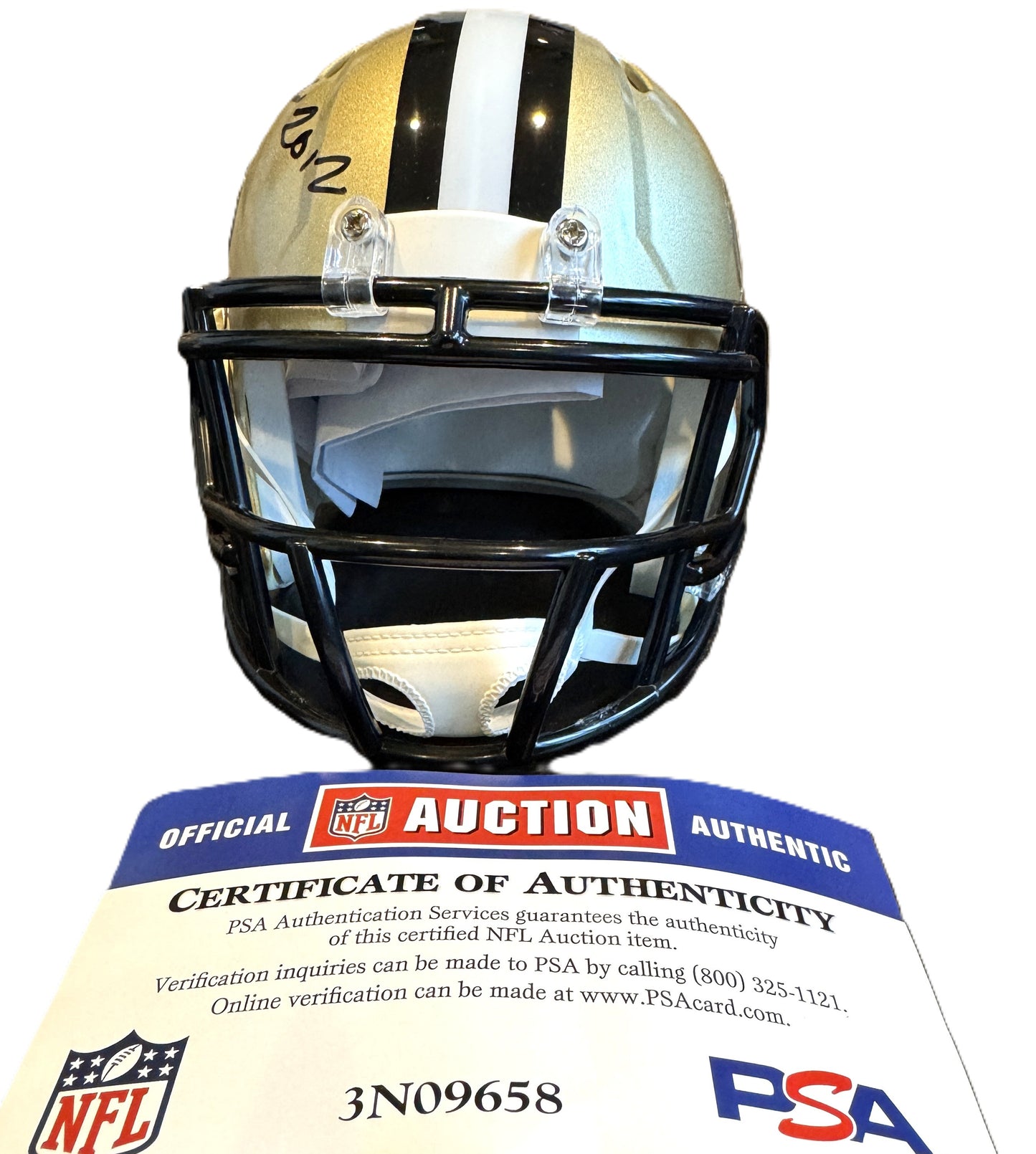 Willie Roaf Hand Signed ✍️ New Orleans Saints⚜️Replica Slate Speed Mini Helmet with "HOF 12" Inscription 🏈 Also includes PSA COA 🛡️