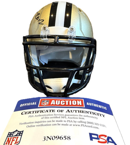 Willie Roaf Hand Signed ✍️ New Orleans Saints⚜️Replica Slate Speed Mini Helmet with "HOF 12" Inscription 🏈 Also includes PSA COA 🛡️