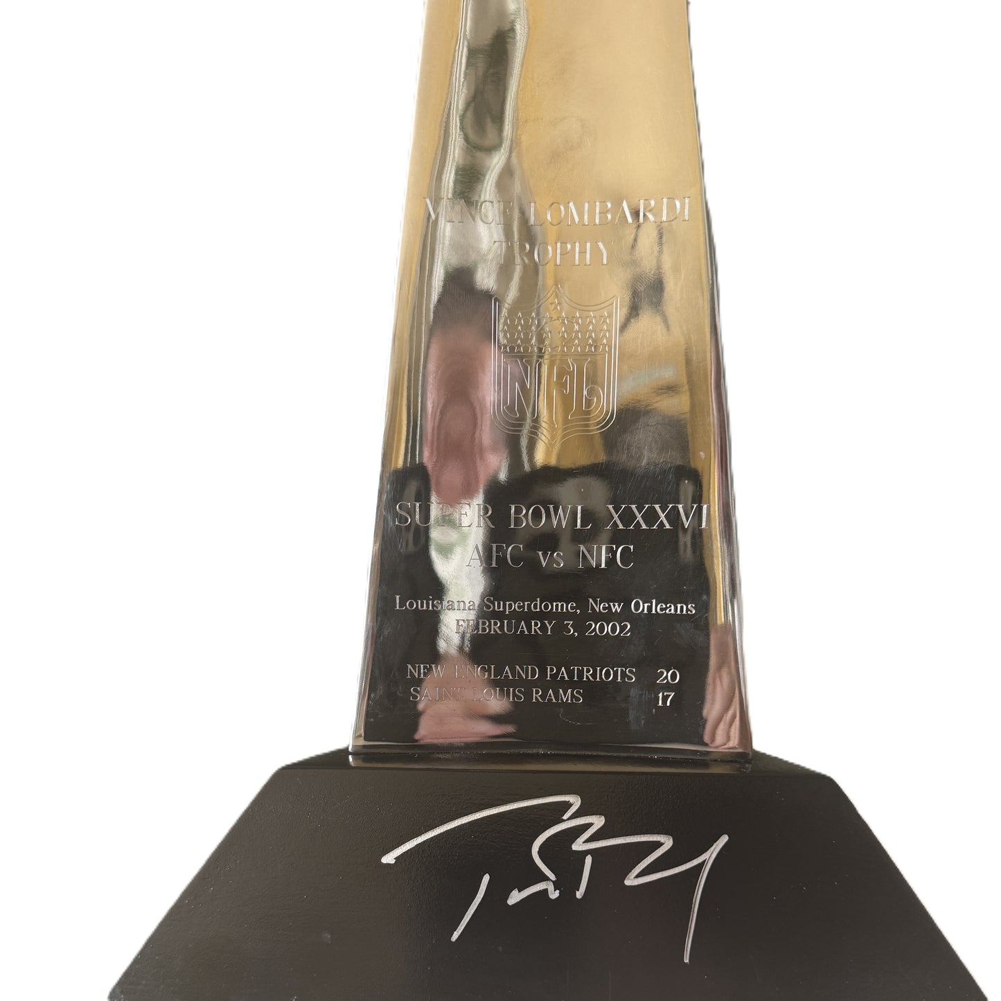 TOM BRADY 🐐 Hand Signed New England Patriots Super Bowl XXXVI Replica Vince Lombardi Trophy inc. COA 💥