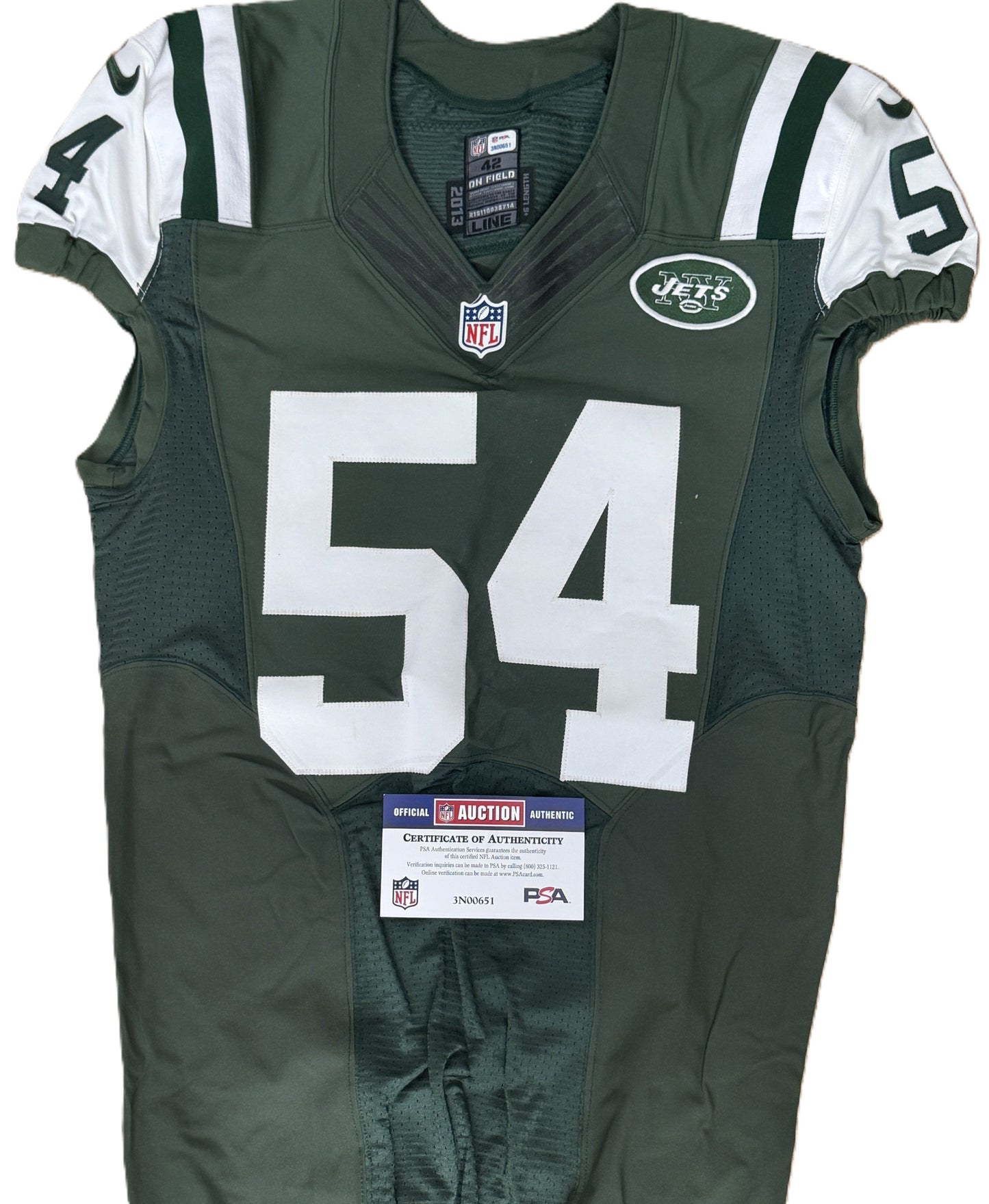 Bruce Carter GAME WORN 💪 New York Jets Nike NFL Jersey 👕 Also with PSA Certificate of Authenticity🛡️