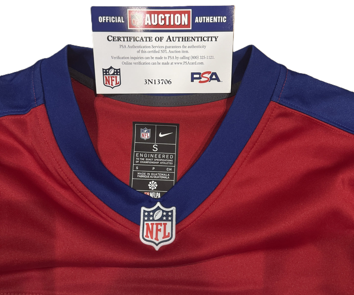 Malik Nabers Signed 🖊️ New York Giants Throwback Replica Nike NFL Jersey 👕 Also includes PSA Authenticity 🛡️