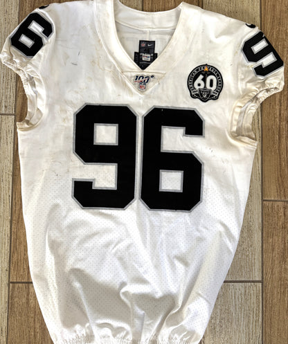 Clelin Ferrell GAME WORN💪12.01.19 Oakland Raiders⚫⚪Nike NFL Jersey 👕vs. Chiefs inc. COA 🛡️