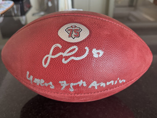 Fred Warner Signed San Francisco 49ers 75th Anniversary Official Wilson Duke NFL Football with “49ers 75th Annie.” Inscription