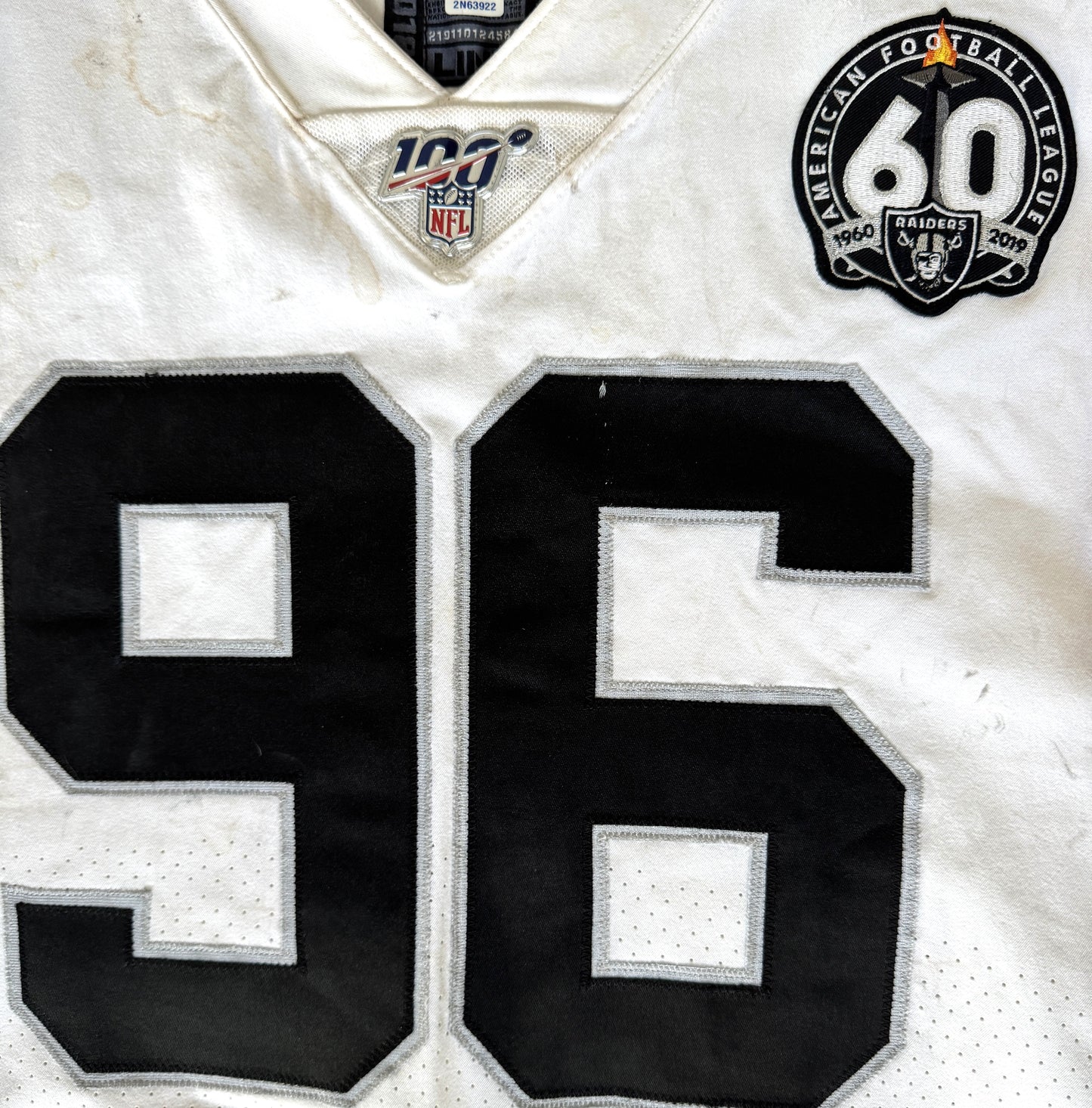 Clelin Ferrell GAME WORN💪12.01.19 Oakland Raiders⚫⚪Nike NFL Jersey 👕vs. Chiefs inc. COA 🛡️