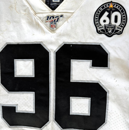 Clelin Ferrell GAME WORN💪12.01.19 Oakland Raiders⚫⚪Nike NFL Jersey 👕vs. Chiefs inc. COA 🛡️