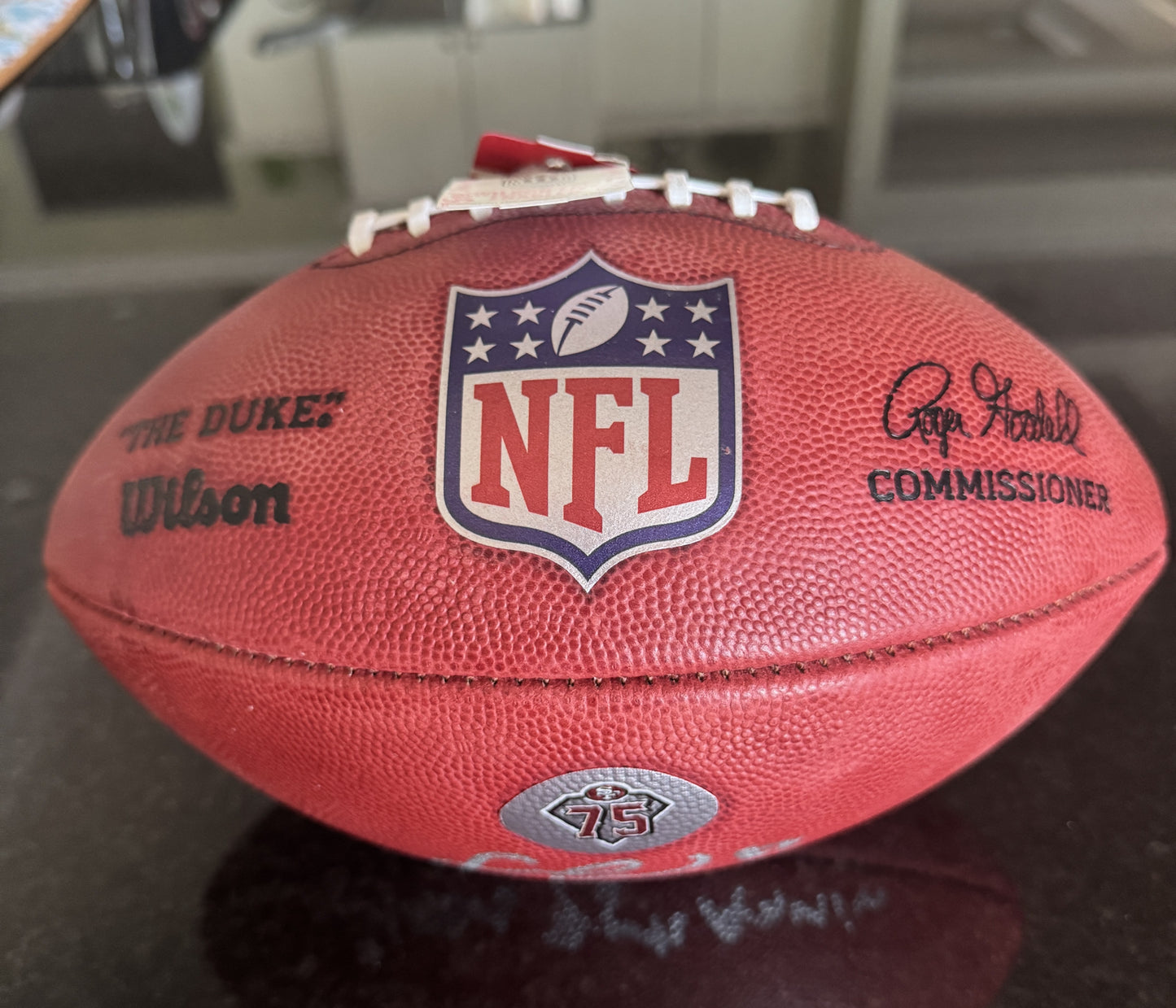 Fred Warner Signed San Francisco 49ers 75th Anniversary Official Wilson Duke NFL Football with “49ers 75th Annie.” Inscription