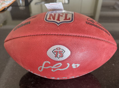 Fred Warner Signed San Francisco 49ers 75th Anniversary Official Wilson Duke NFL Football with “49ers 75th Annie.” Inscription
