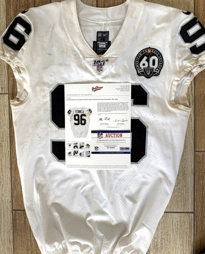 Clelin Ferrell GAME WORN💪12.01.19 Oakland Raiders⚫⚪Nike NFL Jersey 👕vs. Chiefs inc. COA 🛡️