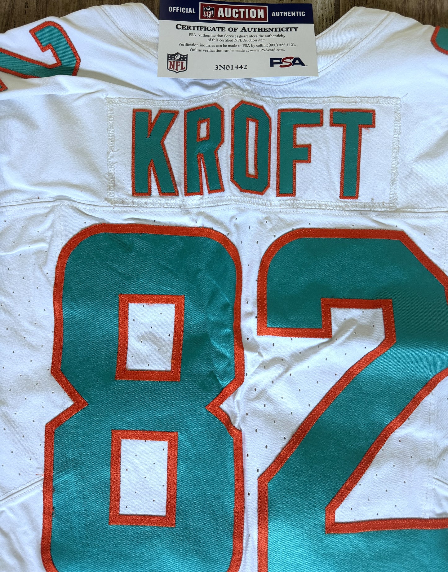 Tyler Kroft GAME USED 💪 11/05/2023 Miami Dolphins 🐬 Nike On-Field NFL Jersey🎽 includes PSA Authenticity 🛡️ vs Kansas City Chiefs