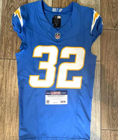 Alohi Gilman GAME WORN 💪 10/05/25 Los Angeles Chargers Nike NFL Jersey vs. Commanders inc. COA 🛡️