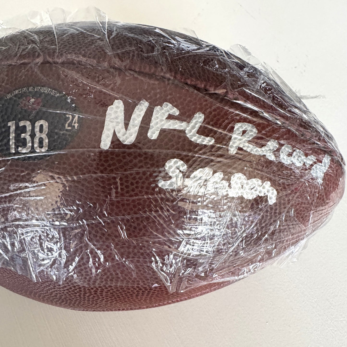 Mike Evans GAME USED Signed + Inscribed "NFL Record Season" Wilson Duke Ball Tampa Bay Buccaneers 24-25 Season Inc. Proof of Authenticity 🛡️