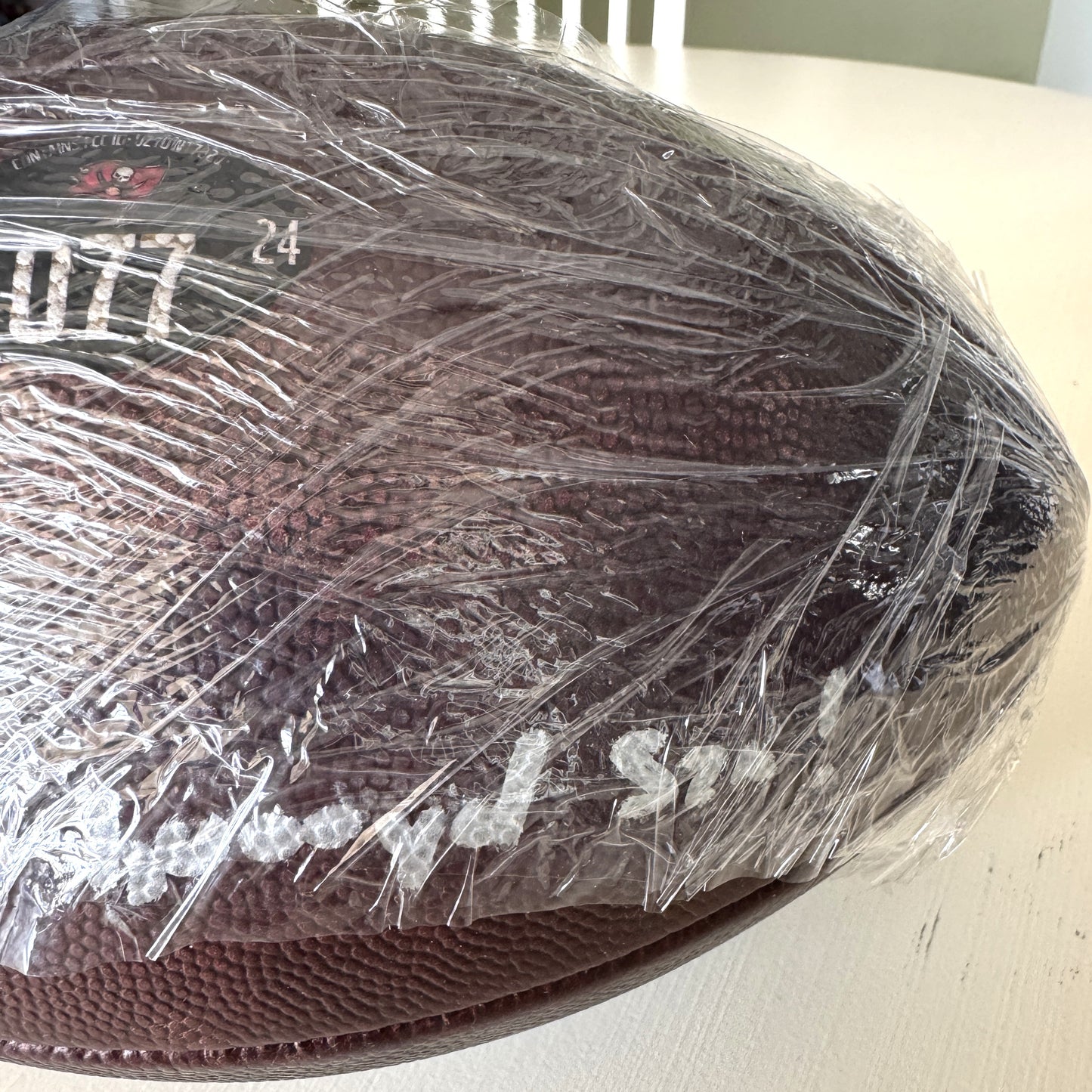 Mike Evans GAME-USED Signed & Inscribed Tampa Bay Buccaneers Duke Ball 24-25 Season Inscription reads “11th Straight 1,000 yd Szn!”