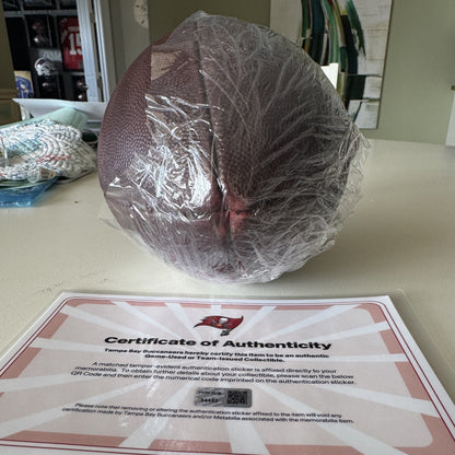 Mike Evans GAME-USED Signed & Inscribed Tampa Bay Buccaneers Duke Ball 24-25 Season Inscription reads “11th Straight 1,000 yd Szn!”