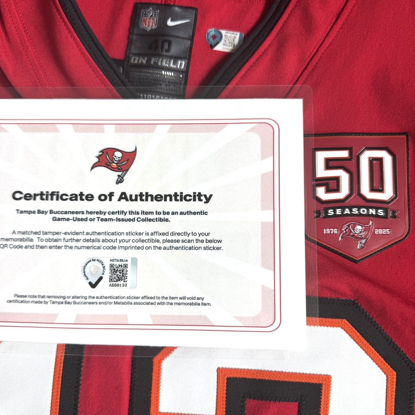 Mike Evans GAME / TEAM ISSUED Tampa Bay Buccaneers Nike NFL Jersey Including COA