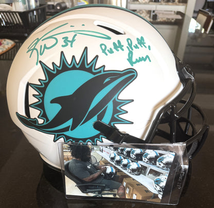 Ricky Williams Signed Miami Dolphins Full-Size Authentic On-Field Lunar Eclipse Alternate Speed Helmet Inscribed "Puff, Puff, Run" Inc. Authentication 🛡️
