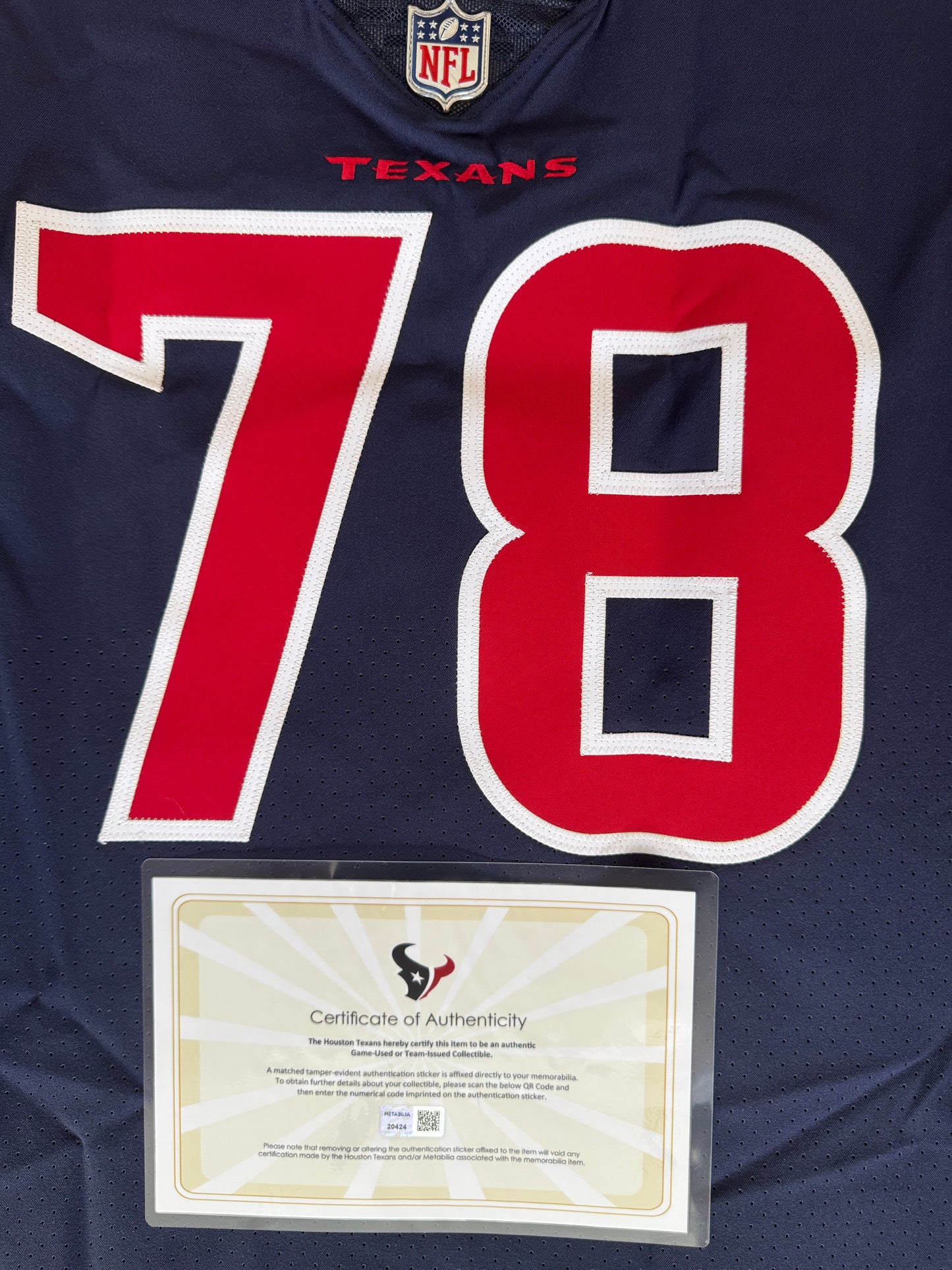 Laremy Tunsil Team Issued 💪 Color Rush Houston Texans Nike NFL Jersey 👕 Inc. COA 📄