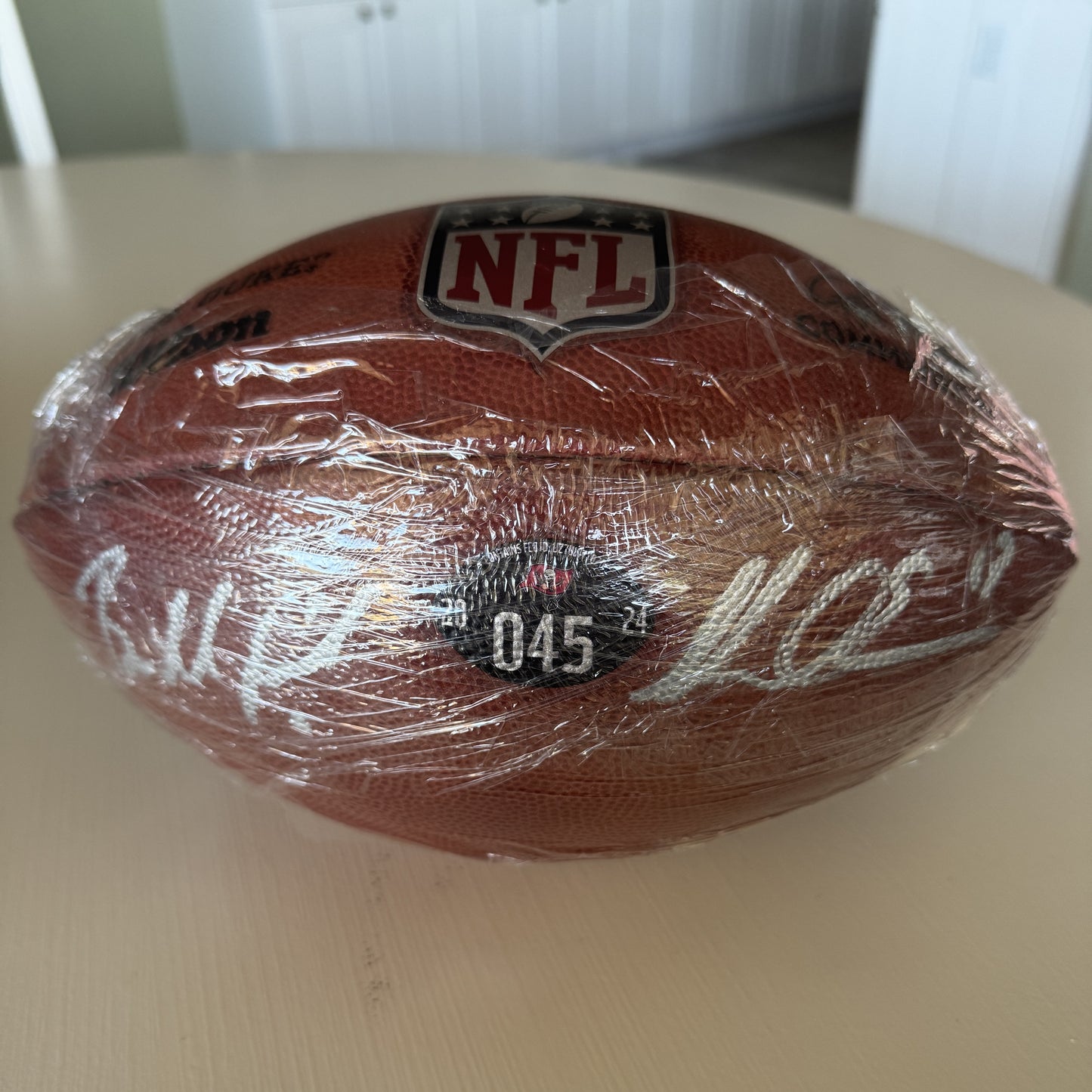 Mike Evans + Baker Mayfield Dual Signed GAME USED Wilson DUKE Ball Tampa Bay Buccaneers Proof of Authenticity included 📄