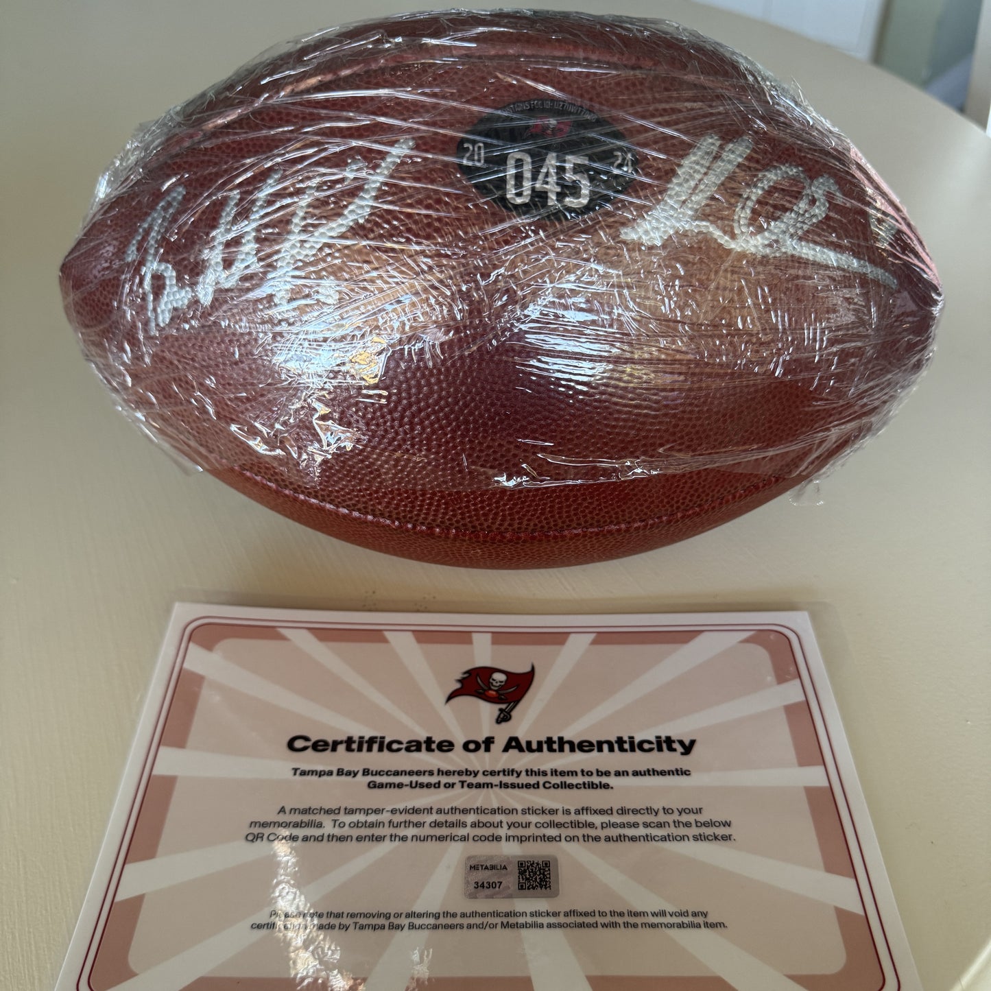 Mike Evans + Baker Mayfield Dual Signed GAME USED Wilson DUKE Ball Tampa Bay Buccaneers Proof of Authenticity included 📄
