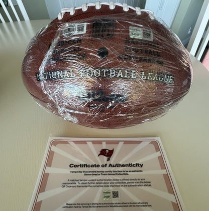 Mike Evans + Baker Mayfield Dual Signed GAME USED Wilson DUKE Ball Tampa Bay Buccaneers Proof of Authenticity included 📄