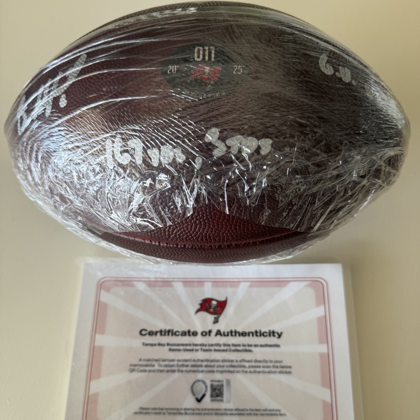Baker Mayfield GAME USED 💪 09/07/25 Signed + Inscribed Ball Tampa Bay Buccaneers vs Atlanta Falcons Proof of Authenticity included 🛡️