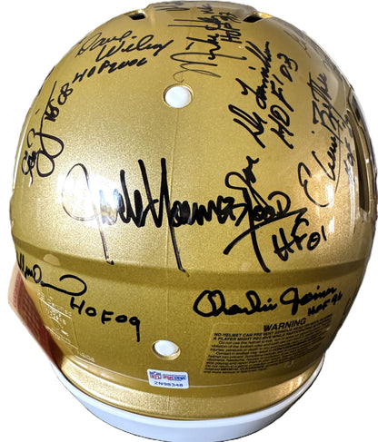Multi Signed over 25 signatures ✍️ Gold 🟡 100th 💯 Season Authentic Full-size Speed NFL Helmet ✨ with PSA 🛡️Authenticity 🖊️Tony Dungy Mel Renfro Tim Brown Bobby Beathard Anthony Muñoz