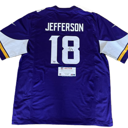 Justin Jefferson Hand Signed Minnesota Vikings ⚔️ Replica Nike NFL Jersey 👕 Also includes Authenticity 🛡️
