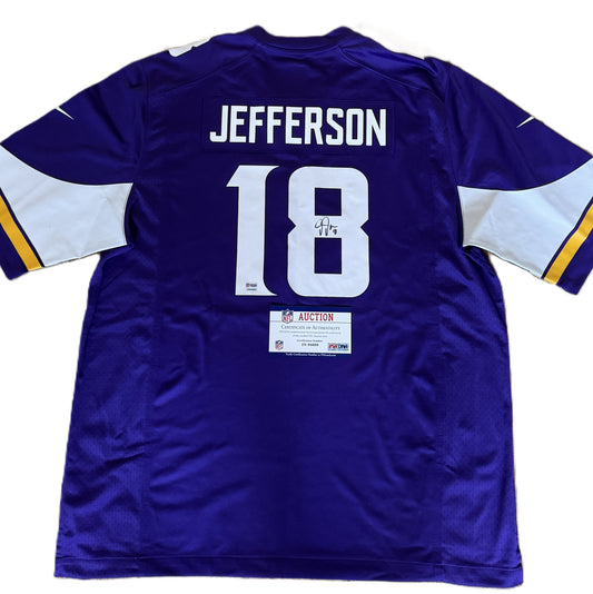 Justin Jefferson Hand Signed Minnesota Vikings ⚔️ Replica Nike NFL Jersey 👕 Also includes Authenticity 🛡️