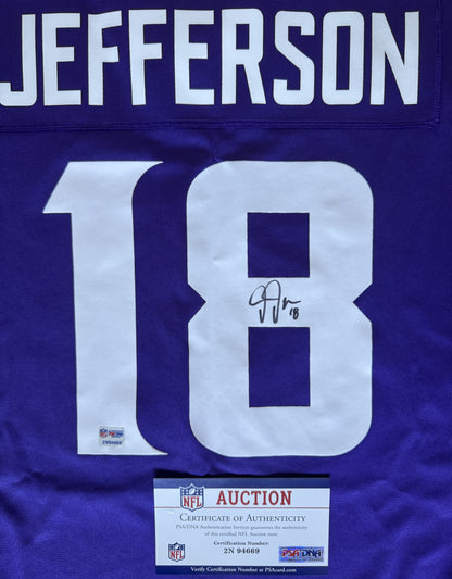 Justin Jefferson Hand Signed Minnesota Vikings ⚔️ Replica Nike NFL Jersey 👕 Also includes Authenticity 🛡️