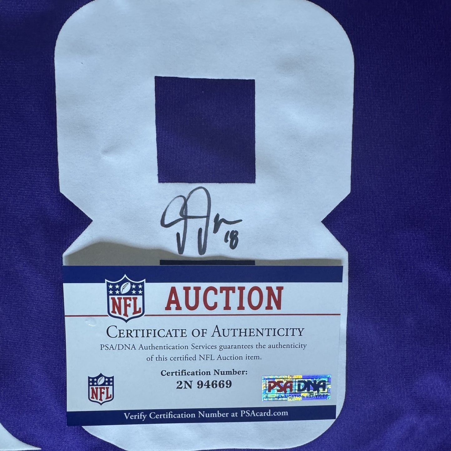 Justin Jefferson Hand Signed Minnesota Vikings ⚔️ Replica Nike NFL Jersey 👕 Also includes Authenticity 🛡️