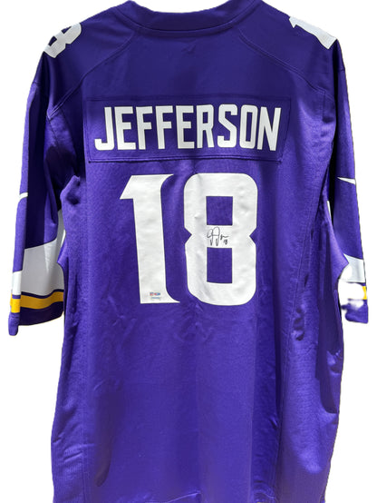 Justin Jefferson Hand Signed Minnesota Vikings ⚔️ Replica Nike NFL Jersey 👕 Also includes Authenticity 🛡️
