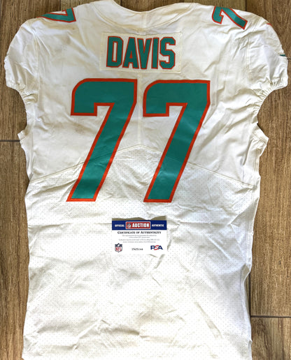 Jesse Davis GAME WORN 💪 Miami Dolphins 🐬 Nike On-Field NFL Jersey🎽 includes PSA Authenticity 🛡️