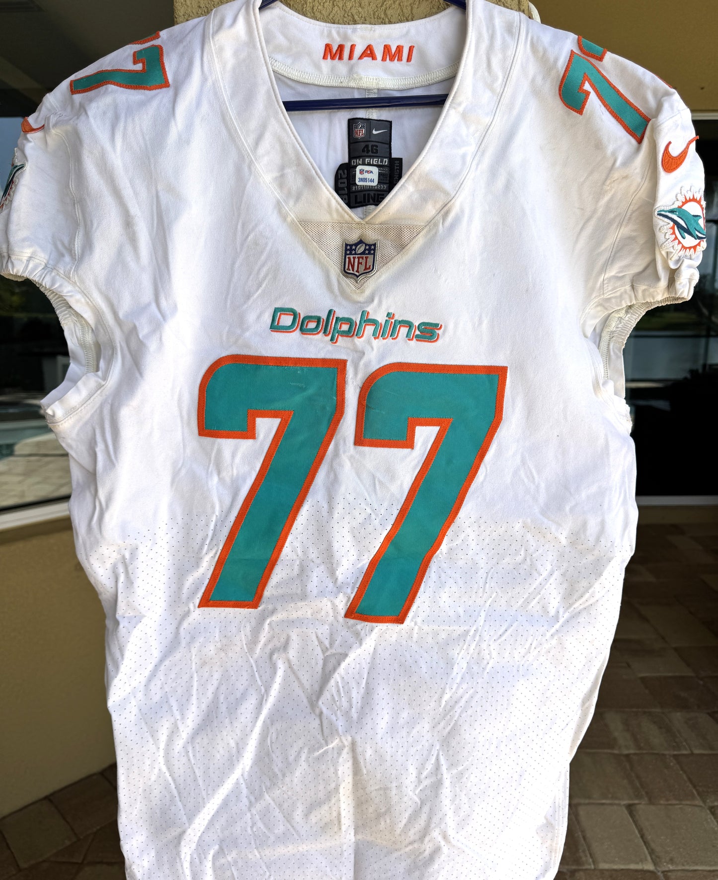 Jesse Davis GAME WORN 💪 Miami Dolphins 🐬 Nike On-Field NFL Jersey🎽 includes PSA Authenticity 🛡️