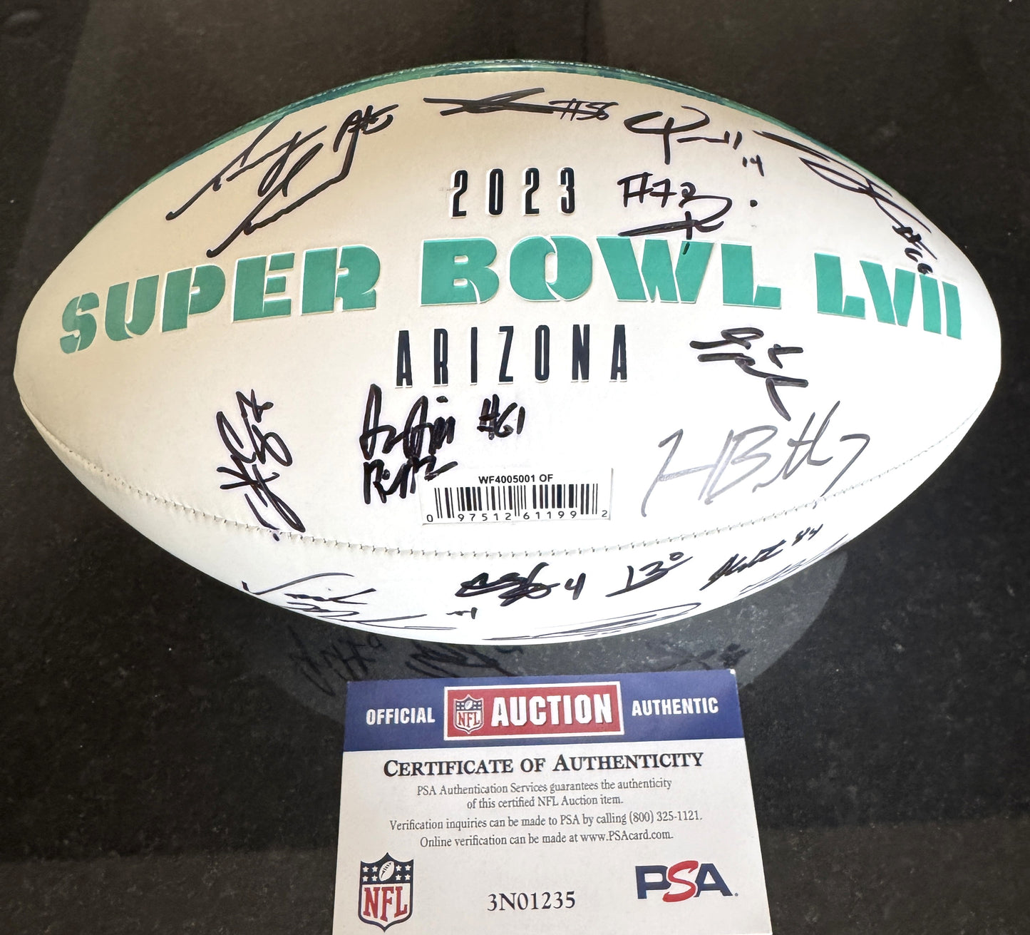 Travis Kelce Signed✍️Kansas City Chiefs Super Bowl 57 Ball With over 15 Signatures inc. Travis Kelce, Jerrick McKinnon, Harrison Butker, Nick Allegretti, Andrew Wylie...