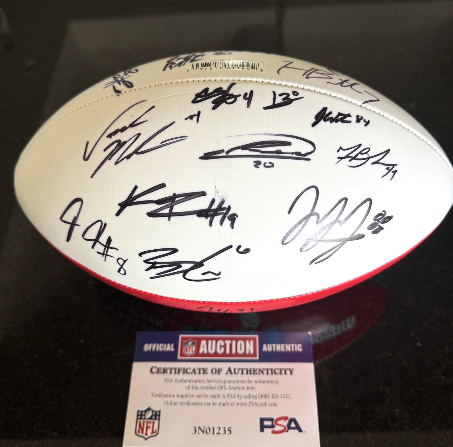Travis Kelce Signed✍️Kansas City Chiefs Super Bowl 57 Ball With over 15 Signatures inc. Travis Kelce, Jerrick McKinnon, Harrison Butker, Nick Allegretti, Andrew Wylie...