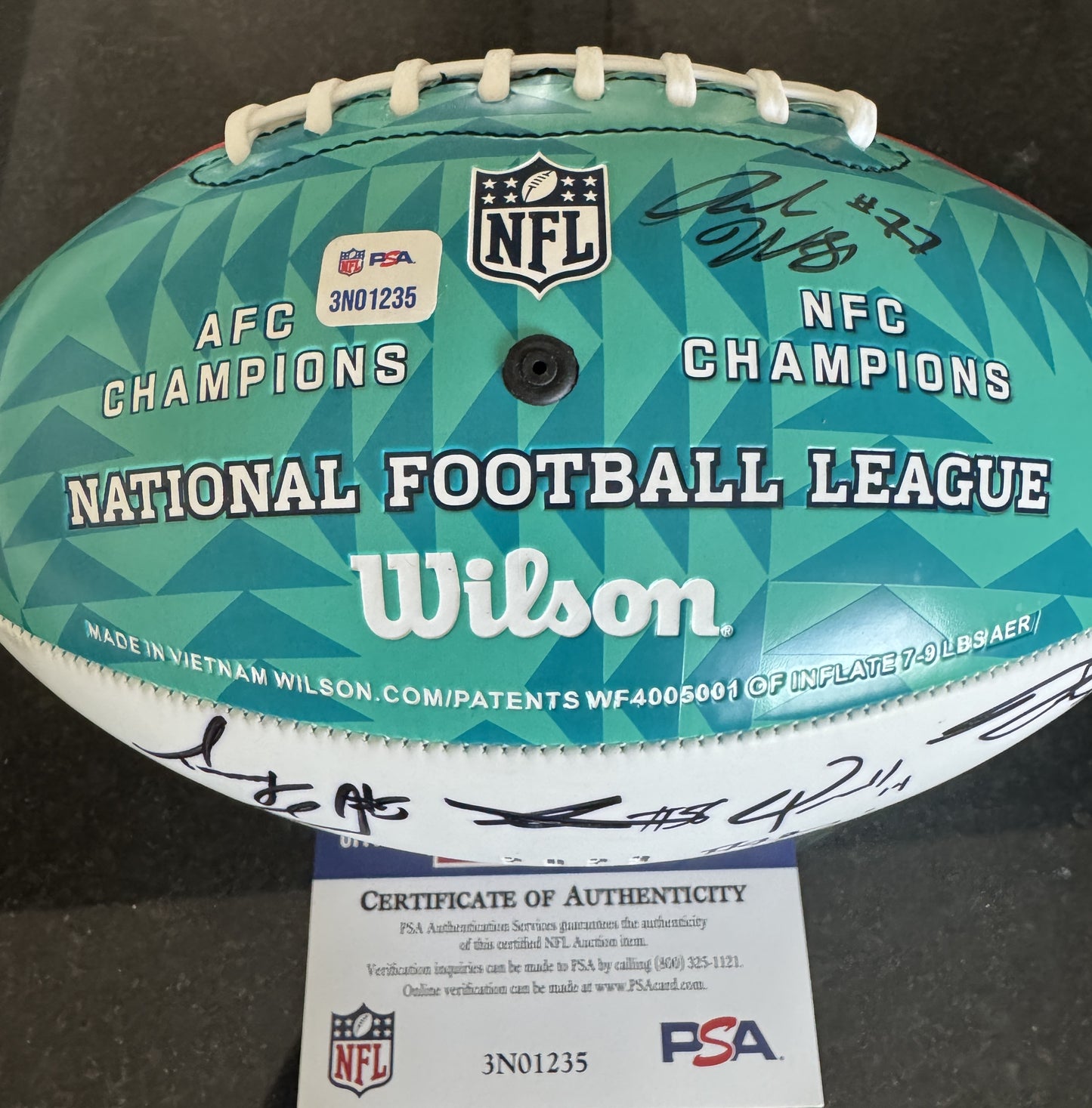 Travis Kelce Signed✍️Kansas City Chiefs Super Bowl 57 Ball With over 15 Signatures inc. Travis Kelce, Jerrick McKinnon, Harrison Butker, Nick Allegretti, Andrew Wylie...