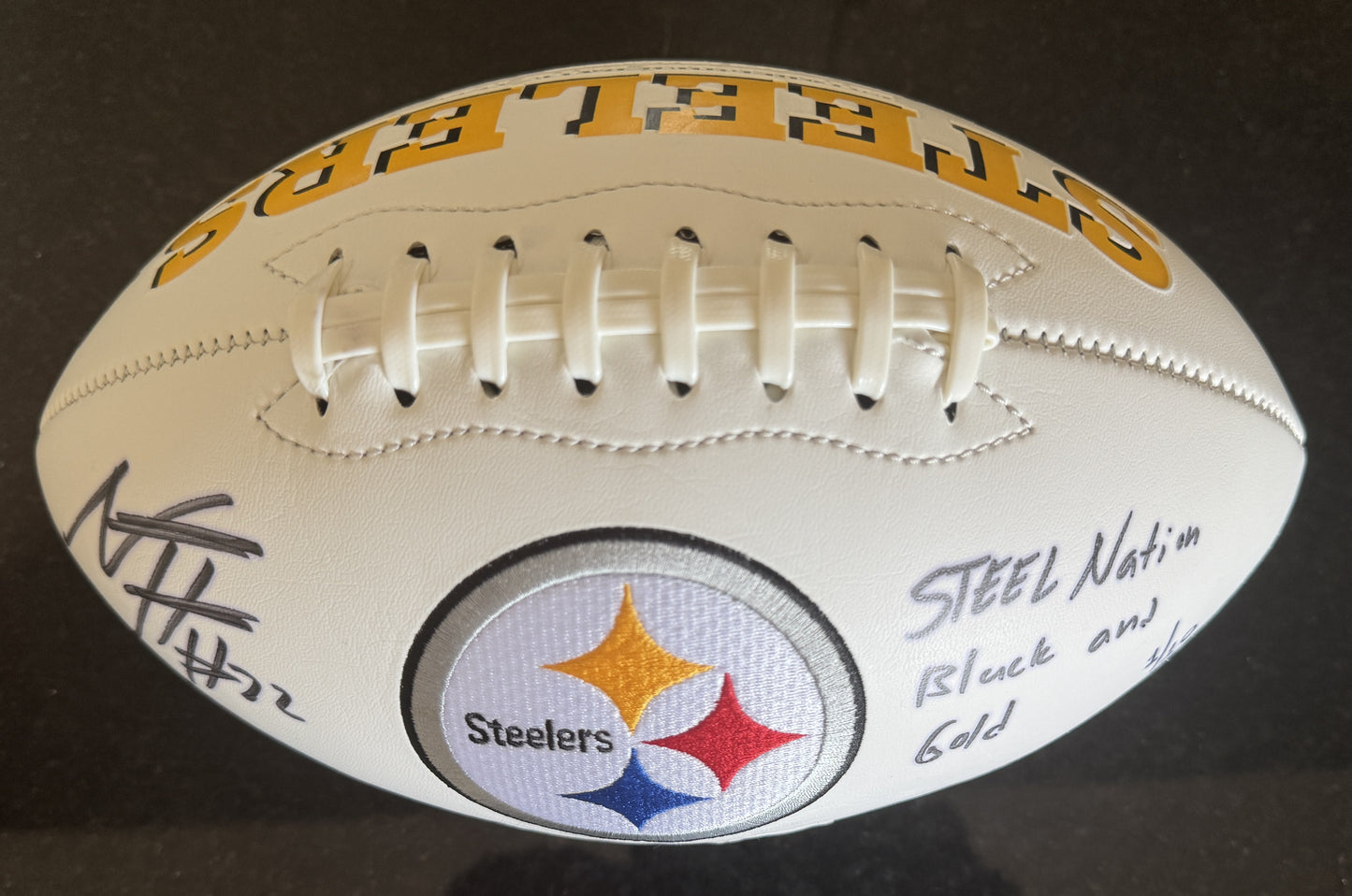 Najee Harris 💪Signed ✍️Pittsburgh Steelers LIMITED EDITION Football with Inscription Inc. Fanatics Hologram 🛡️